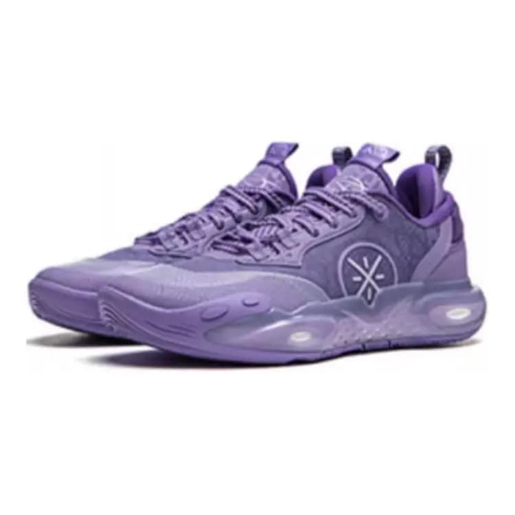 LINING YOUNG Slip-Resistant Cushioning Low-Top Children's Basketball Shoes Purple Teenagers 2
