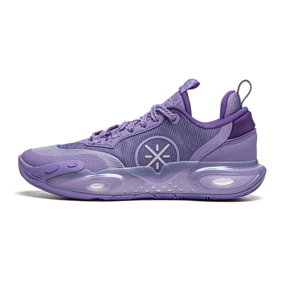 LINING YOUNG Slip-Resistant Cushioning Low-Top Children's Basketball Shoes Purple Teenagers
