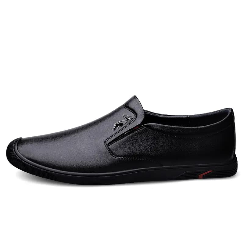 British Knight Top Layer Leather Business Versatile Soft Breathable Casual Soft Sole Moccasin Shoes Men's Black