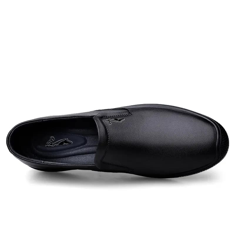 British Knight Top Layer Leather Business Versatile Soft Breathable Casual Soft Sole Moccasin Shoes Men's Black 5