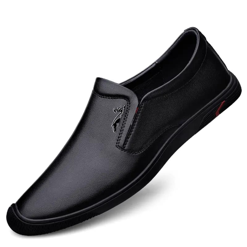 British Knight Top Layer Leather Business Versatile Soft Breathable Casual Soft Sole Moccasin Shoes Men's Black 3