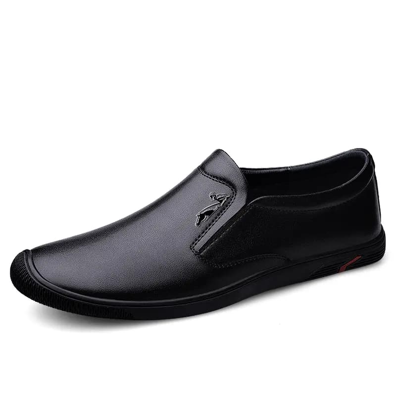 British Knight Top Layer Leather Business Versatile Soft Breathable Casual Soft Sole Moccasin Shoes Men's Black 2