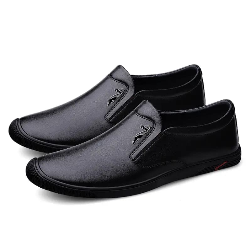 British Knight Top Layer Leather Business Versatile Soft Breathable Casual Soft Sole Moccasin Shoes Men's Black 4
