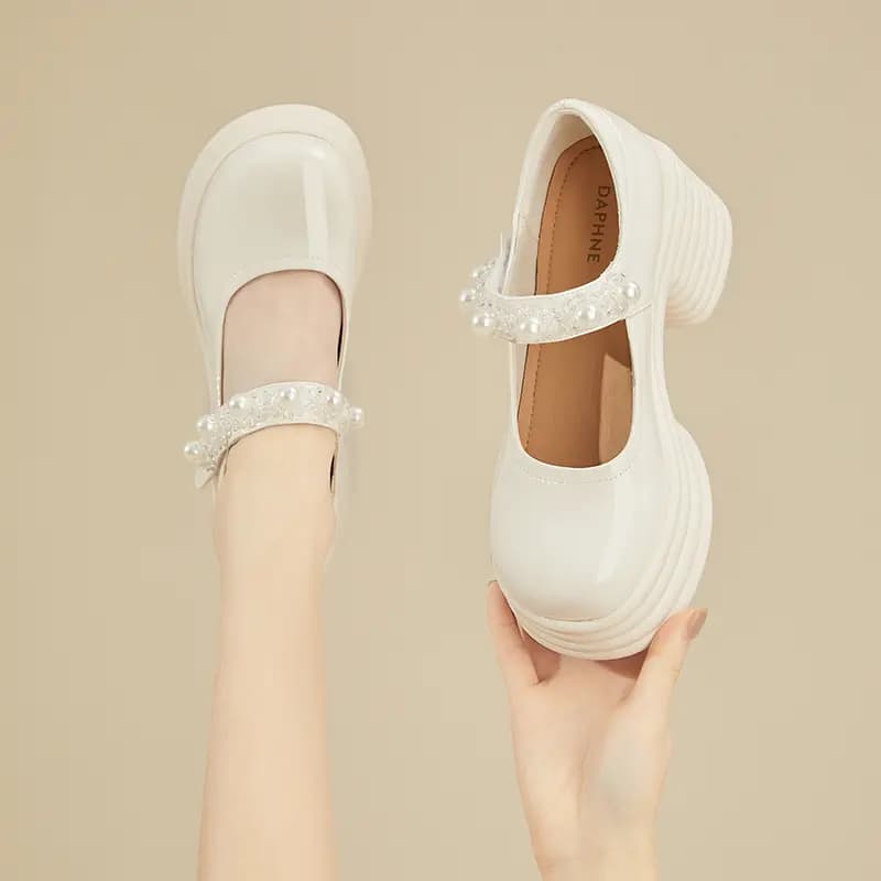 DAPHNE Chunky Heel Mary Jane Shoes 8cm Women's 9