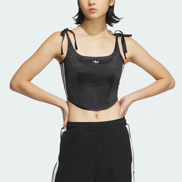 Adidas Originals 3 Stripes ADICOLOR 3 STRIPES CORSET Qadın Mayka Qara 3