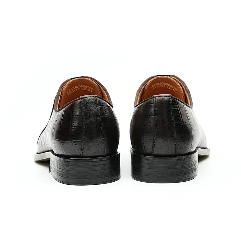ASTON M.JAZZ Top Layer Leather Business British Crocodile Pattern Vintage Dress Shoes Men's 7