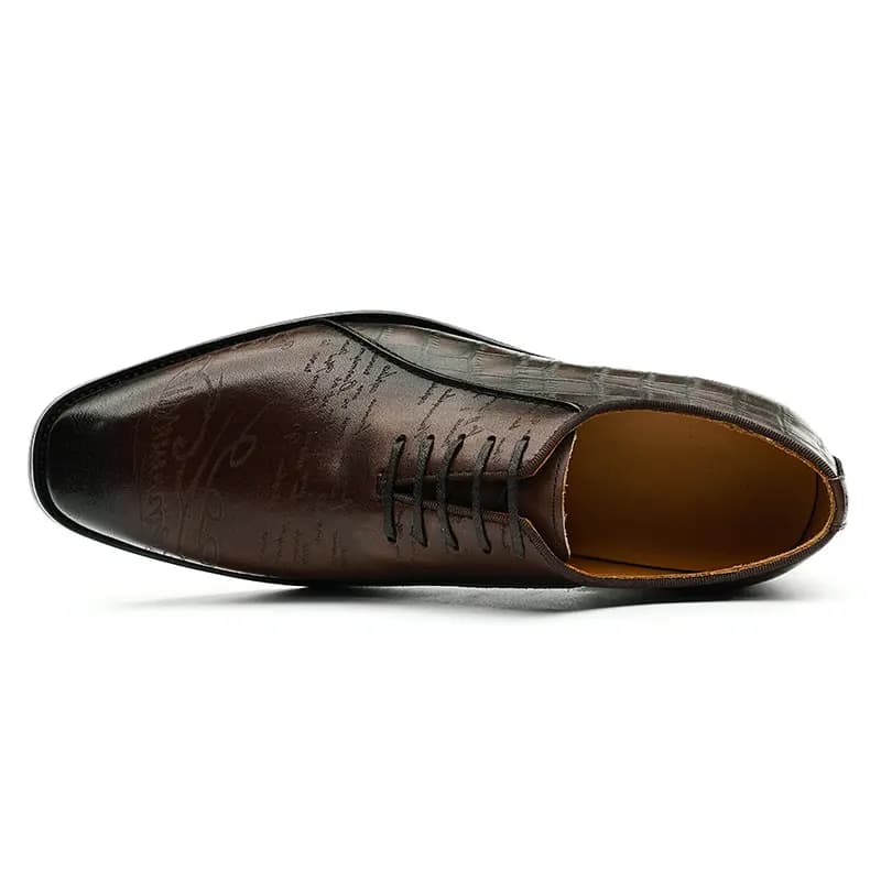 ASTON M.JAZZ Top Layer Leather Business British Crocodile Pattern Vintage Dress Shoes Men's 6