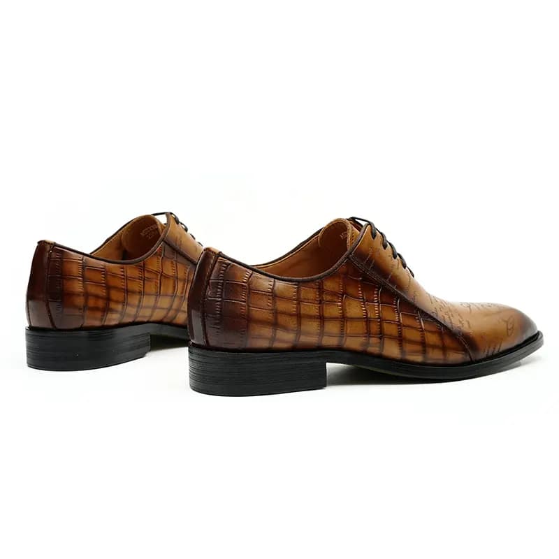 ASTON M.JAZZ Top Layer Leather Business British Crocodile Pattern Vintage Dress Shoes Men's 12