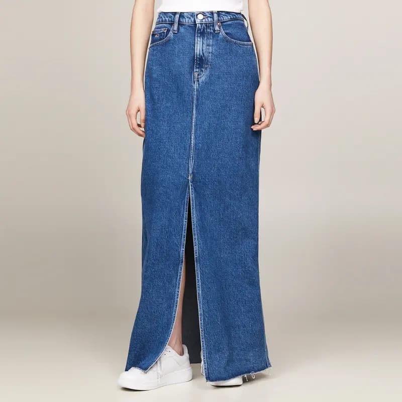 Tommy Hilfiger Denim Qadın Uzun Ətək Tünd Mavi 3