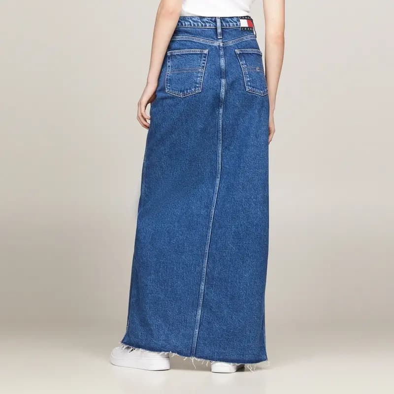 Tommy Hilfiger Denim Qadın Uzun Ətək Tünd Mavi 4