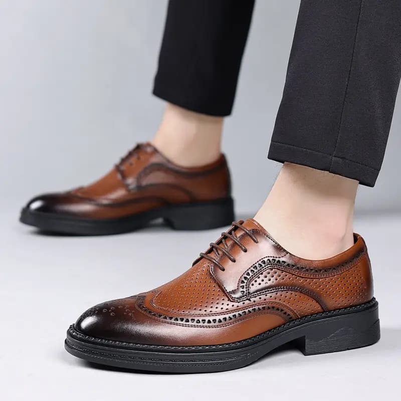 Mulinsen Two-Layer Cowhide British Brogue Dress Shoes Men's 12