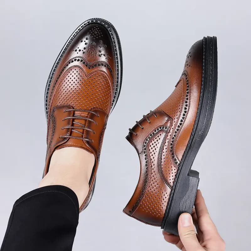 Mulinsen Two-Layer Cowhide British Brogue Dress Shoes Men's 9
