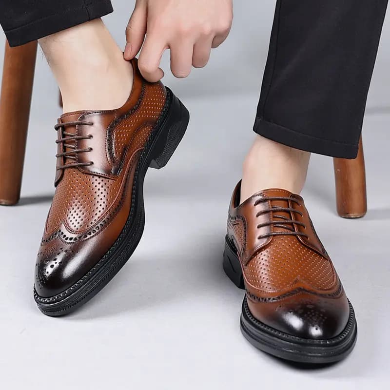 Mulinsen Two-Layer Cowhide British Brogue Dress Shoes Men's 10