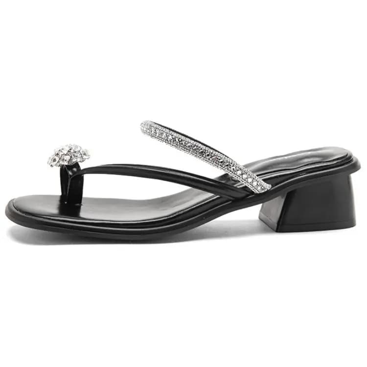 AGSDON French Elegant Crystal Rhinestone Flat Sandals Women's 8