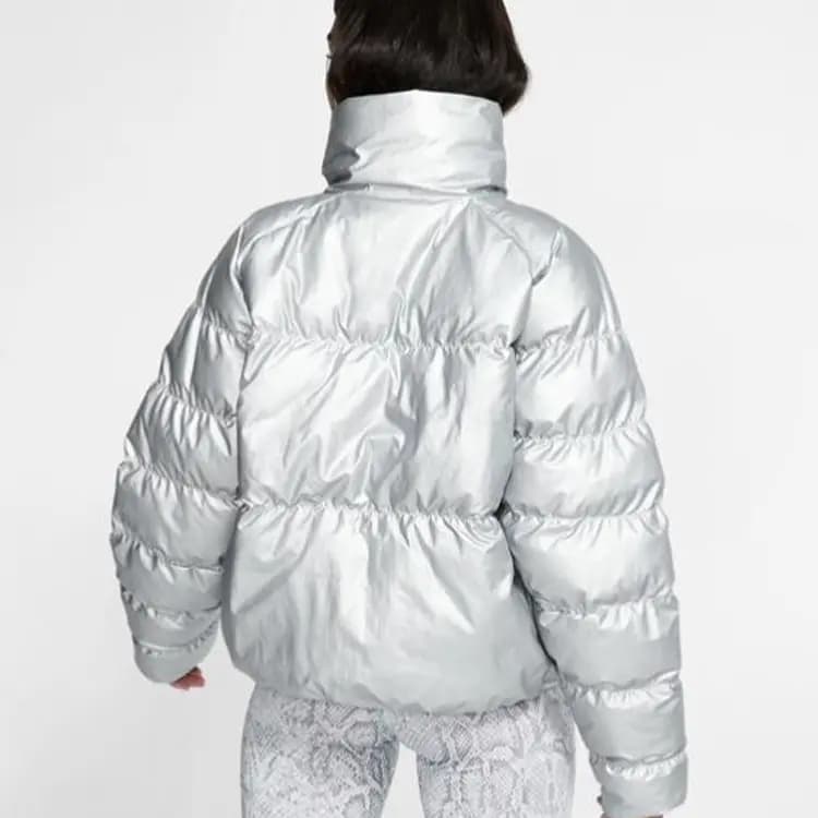 Nike Sportswear Synthetic Fill Shine 'Silver/Black' Jacket 3