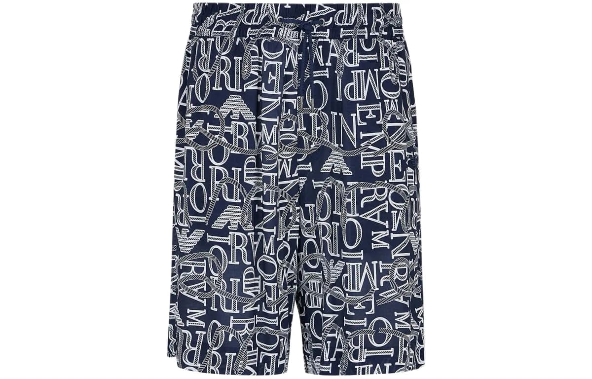EMPORIO ARMANI SS24 Kişi Çimərlik Şortu Mavi