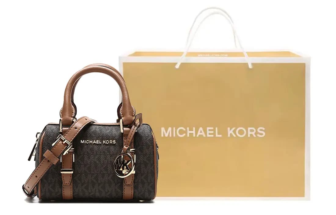 MICHAEL KORS Bedford Coated Canvas Handbag Mini Women's Acorn Brown 7