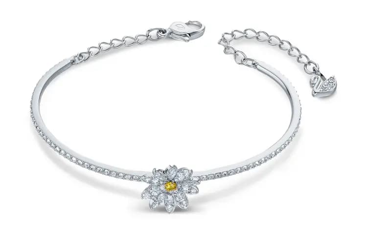 Swarovski Flower Yellow Multi-Metal Embellished Bracelet Women's Silver Tone 2