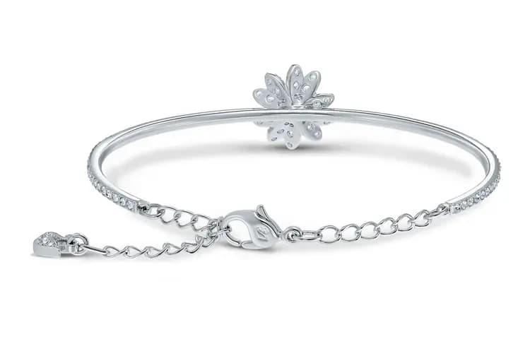 Swarovski Flower Yellow Multi-Metal Embellished Bracelet Women's Silver Tone 3
