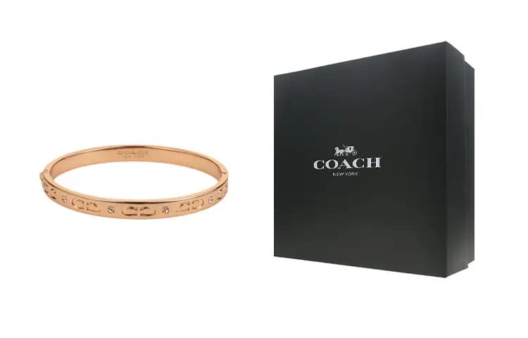 COACH Signature Hinged Bilərzik Çəhrayı Qızılı 5