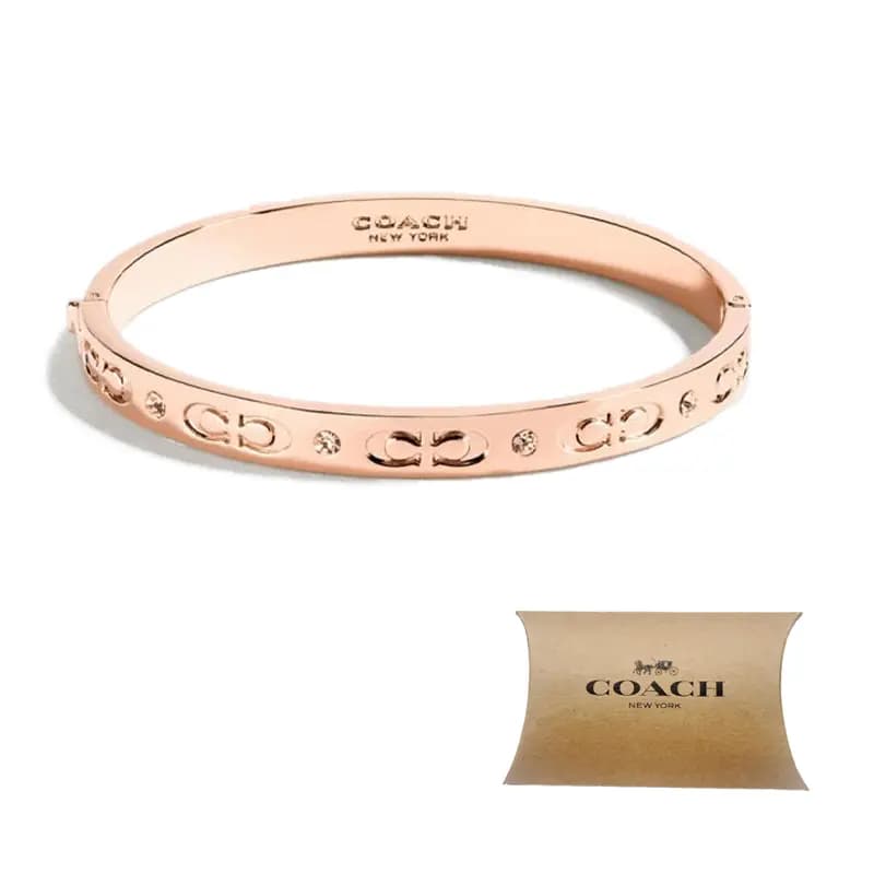 COACH Signature Hinged Bilərzik Çəhrayı Qızılı 7