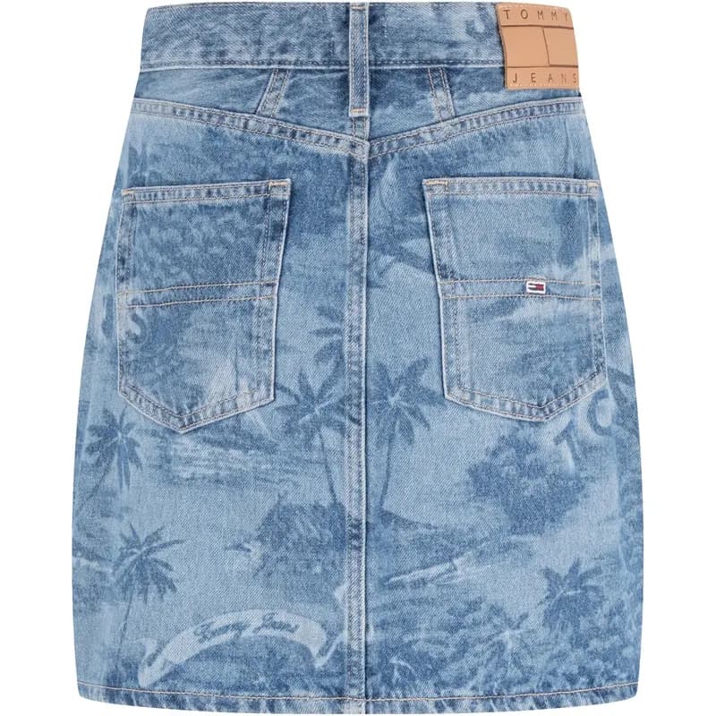 Tommy Hilfiger High-Waist Zip Denim Skirt Qadın Mavi 2