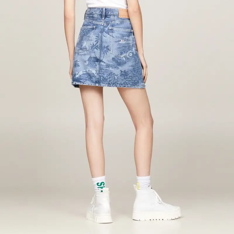 Tommy Hilfiger High-Waist Zip Denim Skirt Qadın Mavi 4