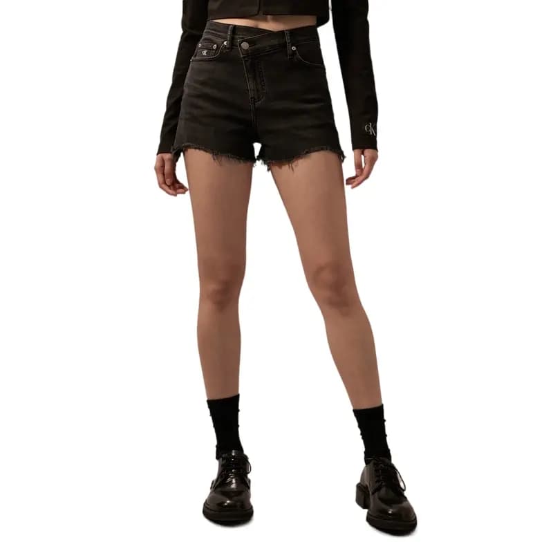 CALVIN KLEIN Denim Şort Qadın Qara 3