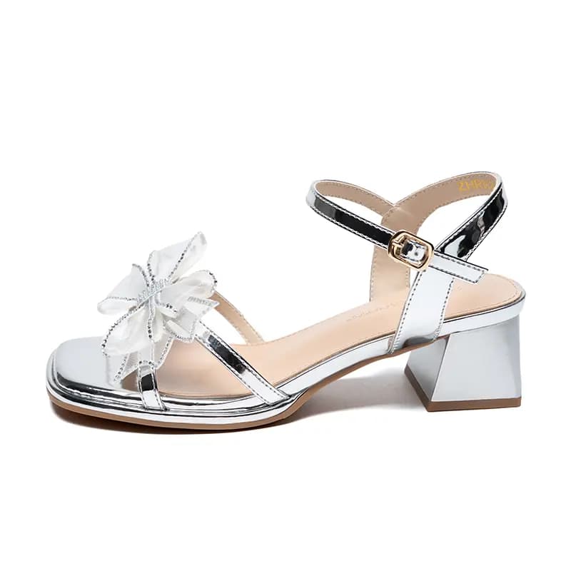 ZHR Leather Fashionable Versatile Fairy One-Strap Sandals 4.5cm Women's