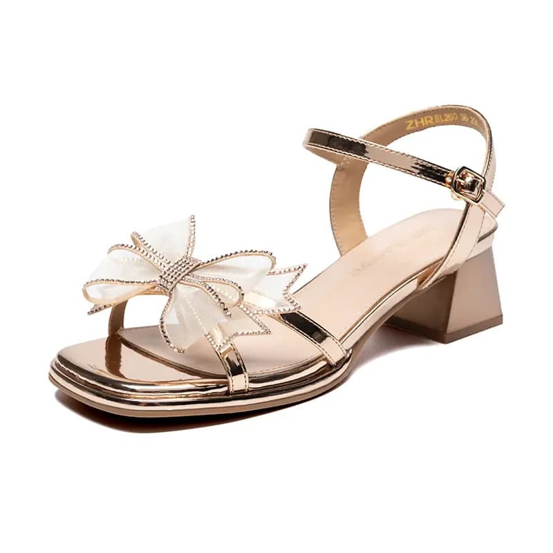 ZHR Leather Fashionable Versatile Fairy One-Strap Sandals 4.5cm Women's 6