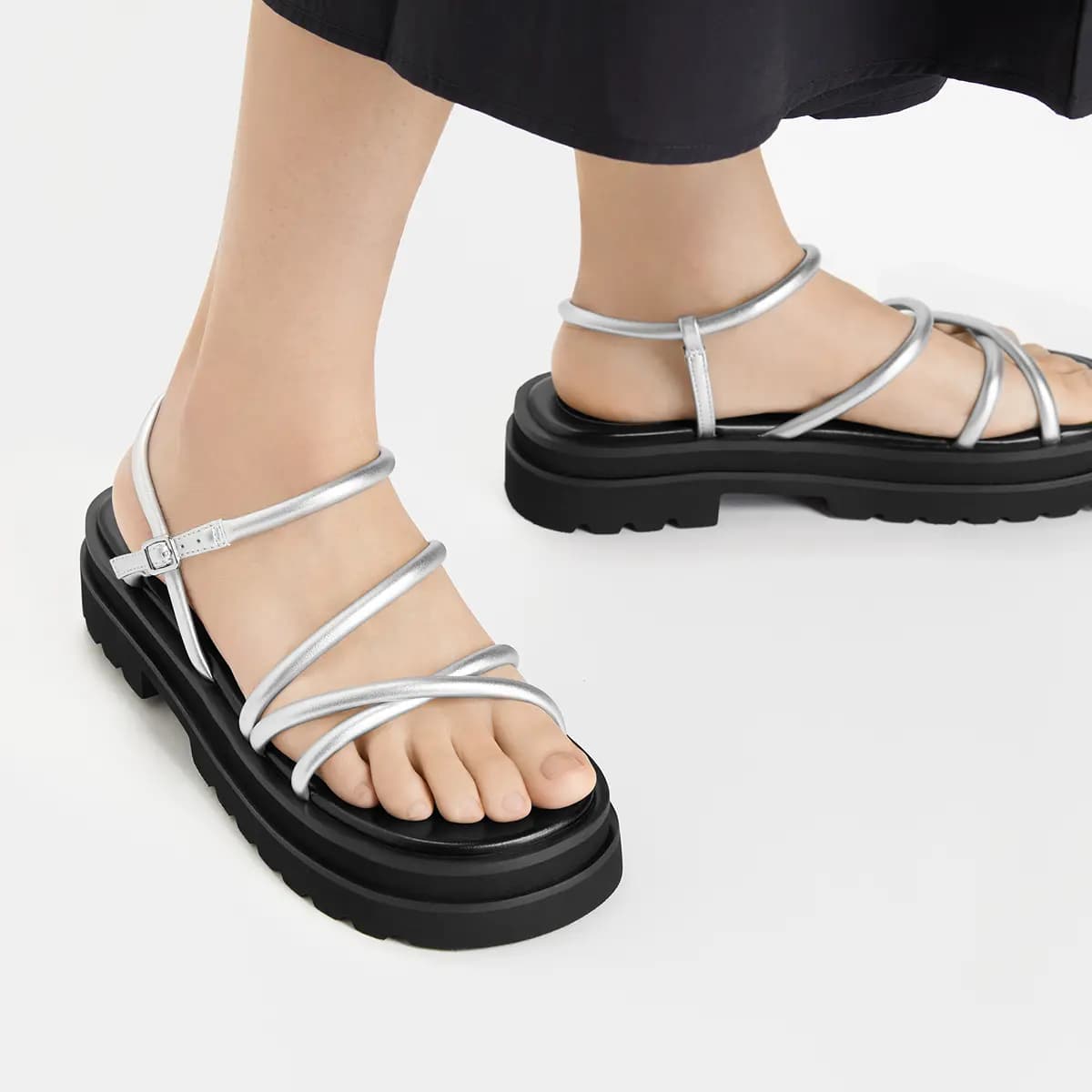 CHARLES&KEITH Ck One Qadın Sandalı Gümüşü 4