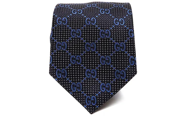 GUCCI İpək Qalstuk Kişi Göy/Qara 2