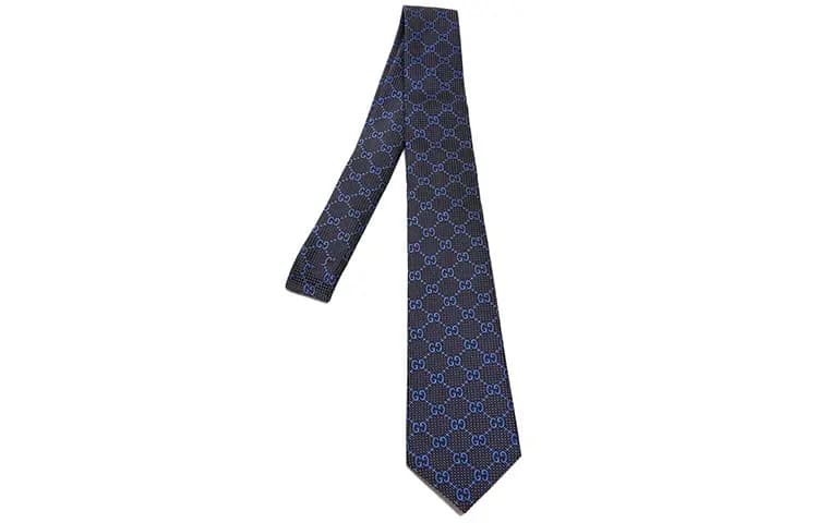 GUCCI İpək Qalstuk Kişi Göy/Qara 5
