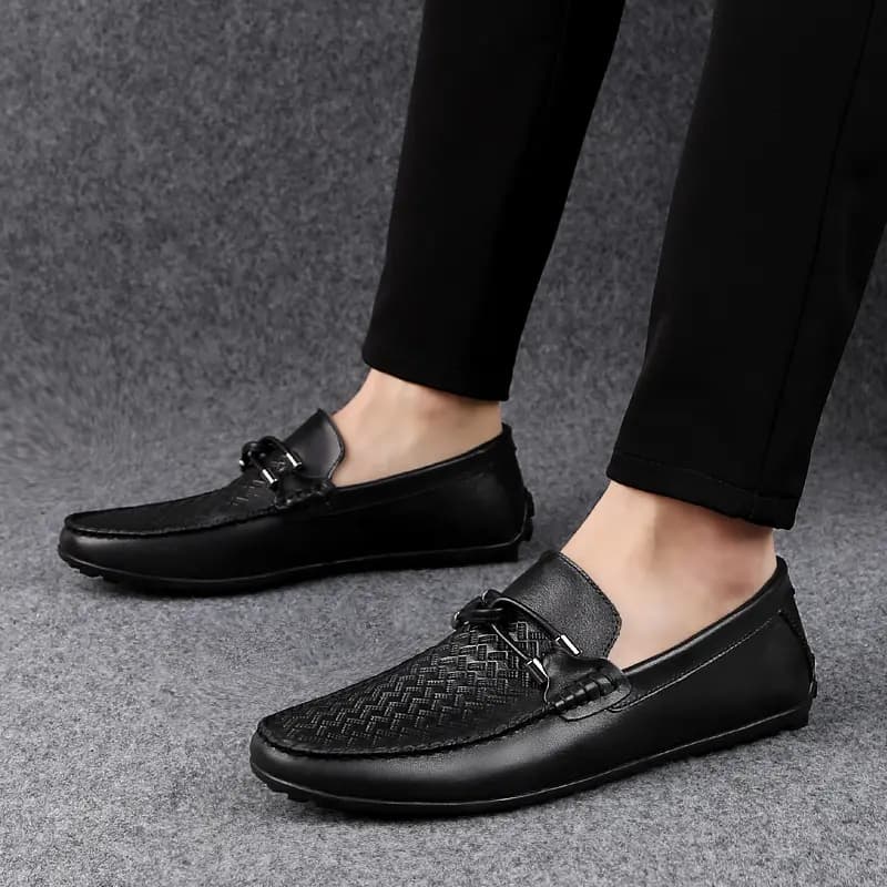 British Knight Classic Versatile Soft Comfortable Driving Shoes Men's Black 8