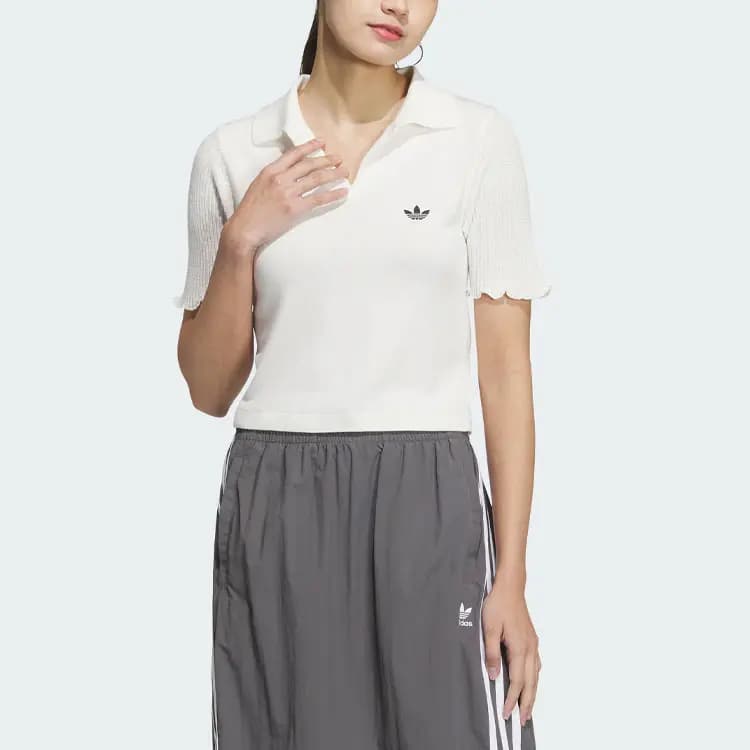 Adidas Originals Knit Polo Shirt Polo Shirt Women's White 2