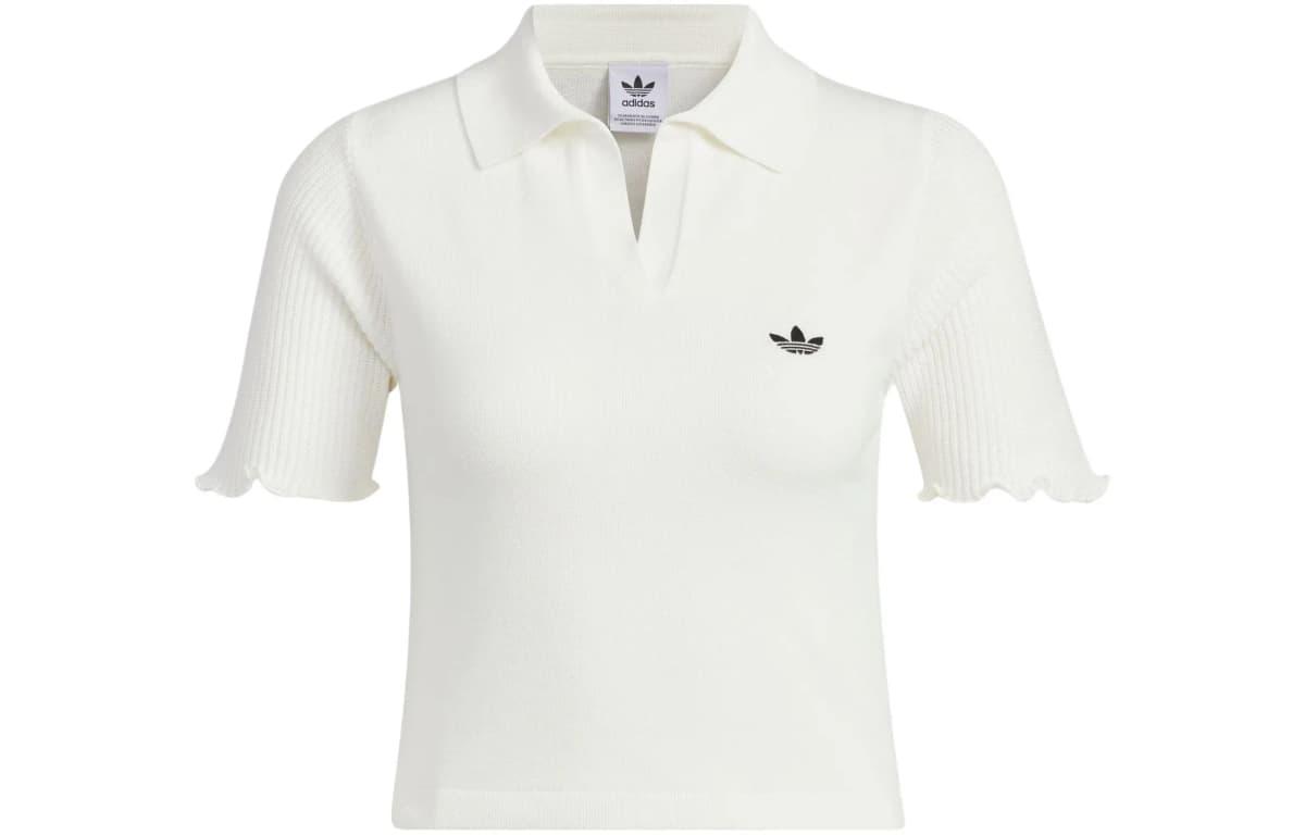 Adidas Originals Knit Polo Köynək Qadın Ağ