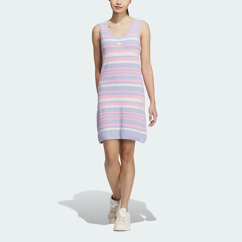 Adidas Originals KNIT DRESS Qadın Donu Açıq Bənövşəyi 2