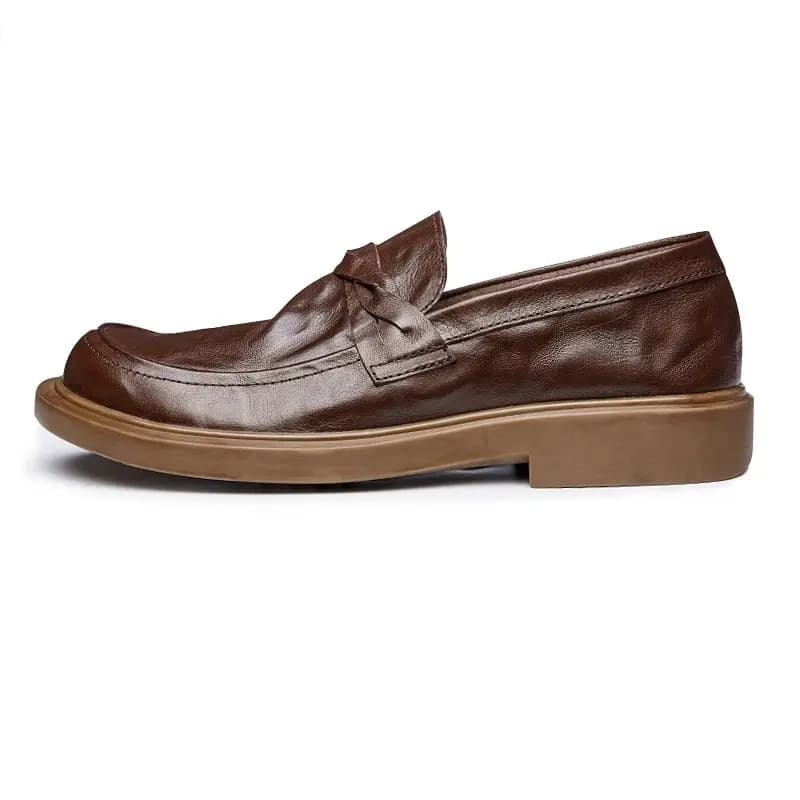 Brounvanm Top Layer Cowhide Leather Fashion Trendy Versatile Loafers Men's