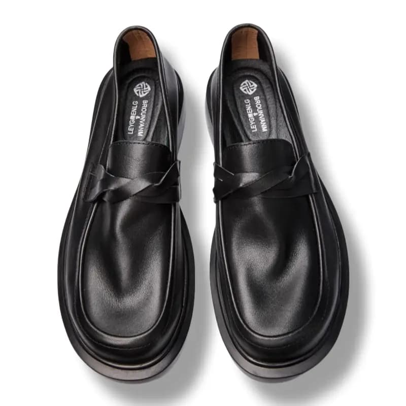 Brounvanm Top Layer Cowhide Leather Fashion Trendy Versatile Loafers Men's 9
