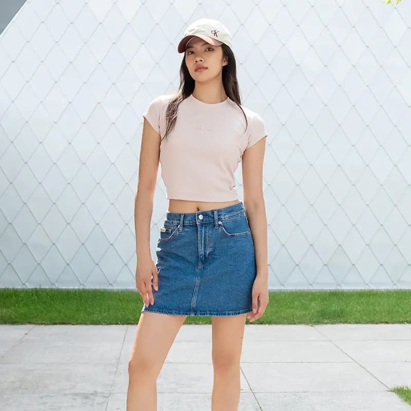 CALVIN KLEIN Qadın Denim Ətək Göy 4