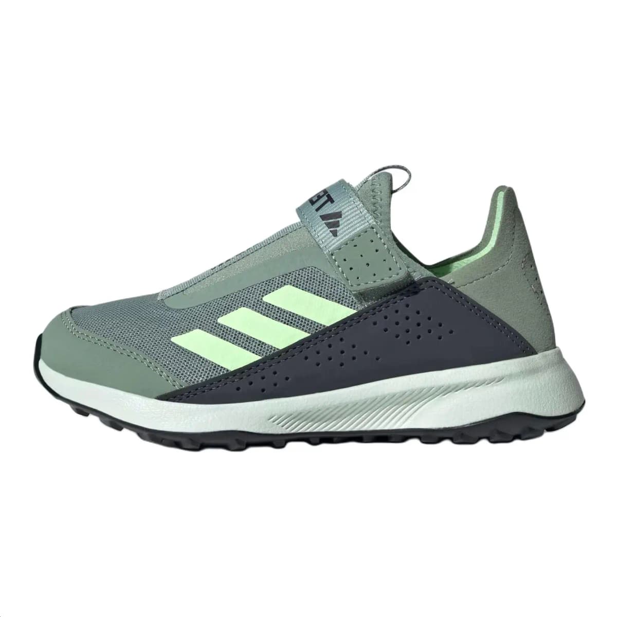Kids adidas VOYAGER 21 Slipon K Comfortable Casual Wear-Resistant Breathable Low-Top Outdoor Shoes Green/Gray/Black