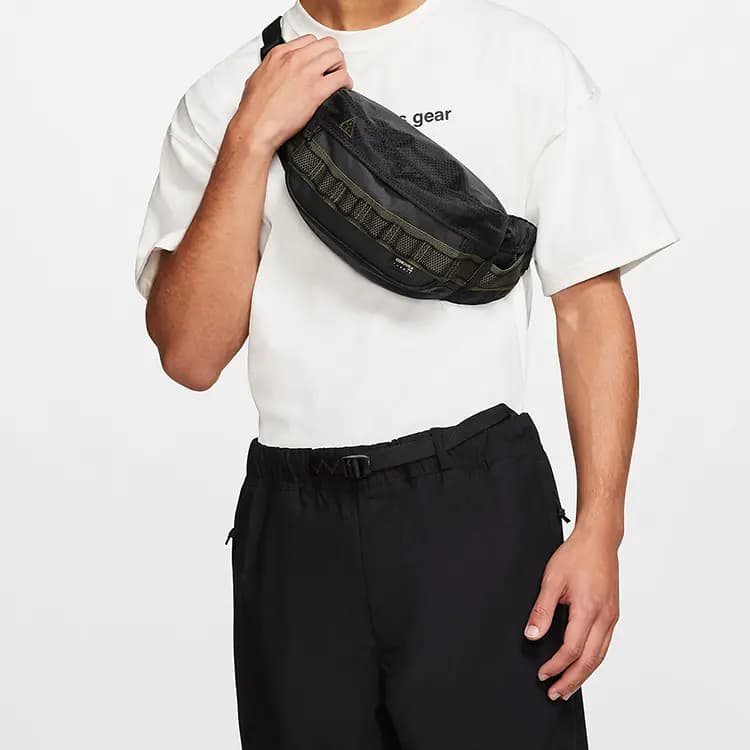 Nike Polyester With Nylon Sling Bags One Shoulder Crossbody Fanny Pack Regular Unisex Black 5