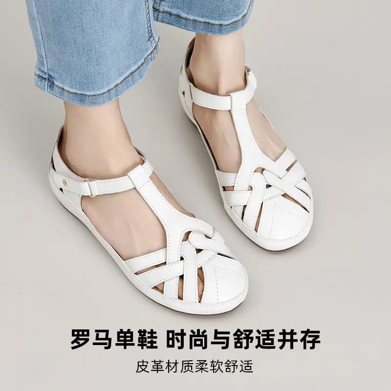DG Sheep Leather Versatile Comfort Simple One-Strap Sandals Women's 3