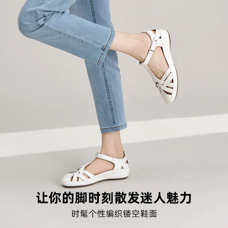DG Sheep Leather Versatile Comfort Simple One-Strap Sandals Women's 2