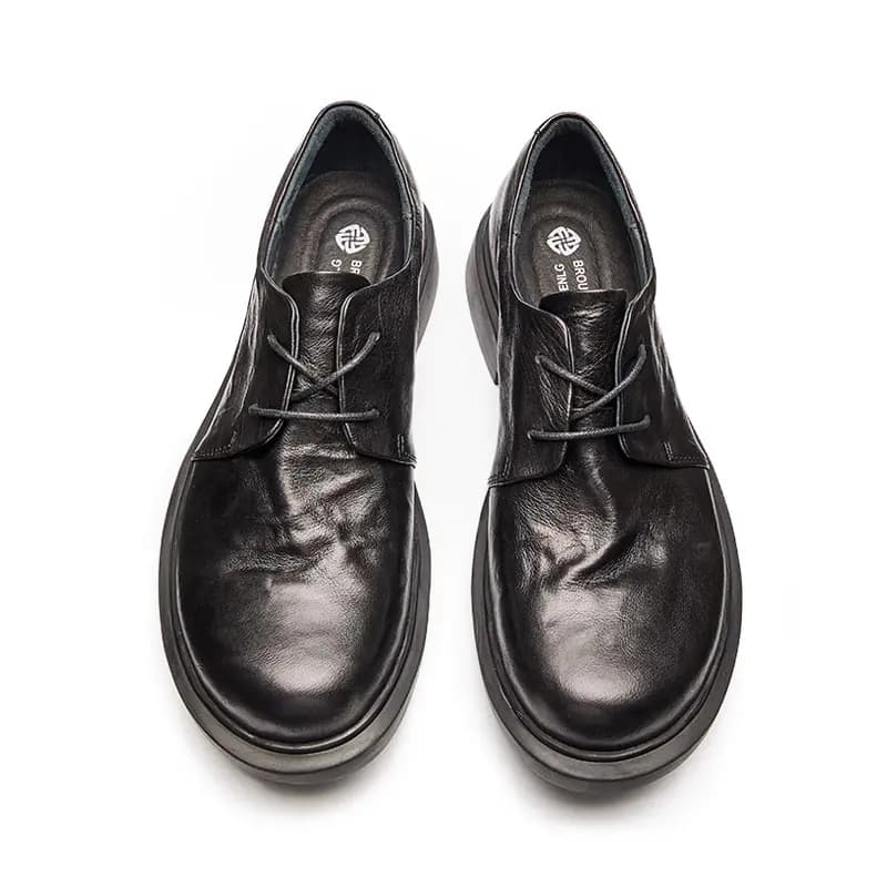 Brounvanm Top Layer Cowhide Fashion Comfortable Business Dress Shoes Men's Black 5