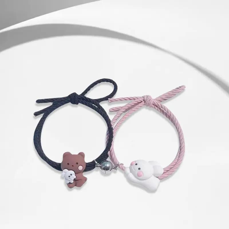 RINGLOVE Cute Little Pets Ins Minimalist Fashion Sweet Cartoon Hugging Bear Soft Bunny Hair Tie Women's 3