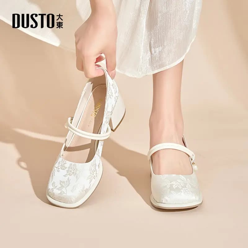 DUSTO PU Block Heel Mary Jane Shoes Qadın 10