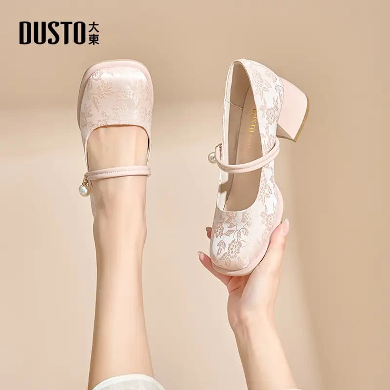 DUSTO PU Block Heel Mary Jane Shoes Qadın 15