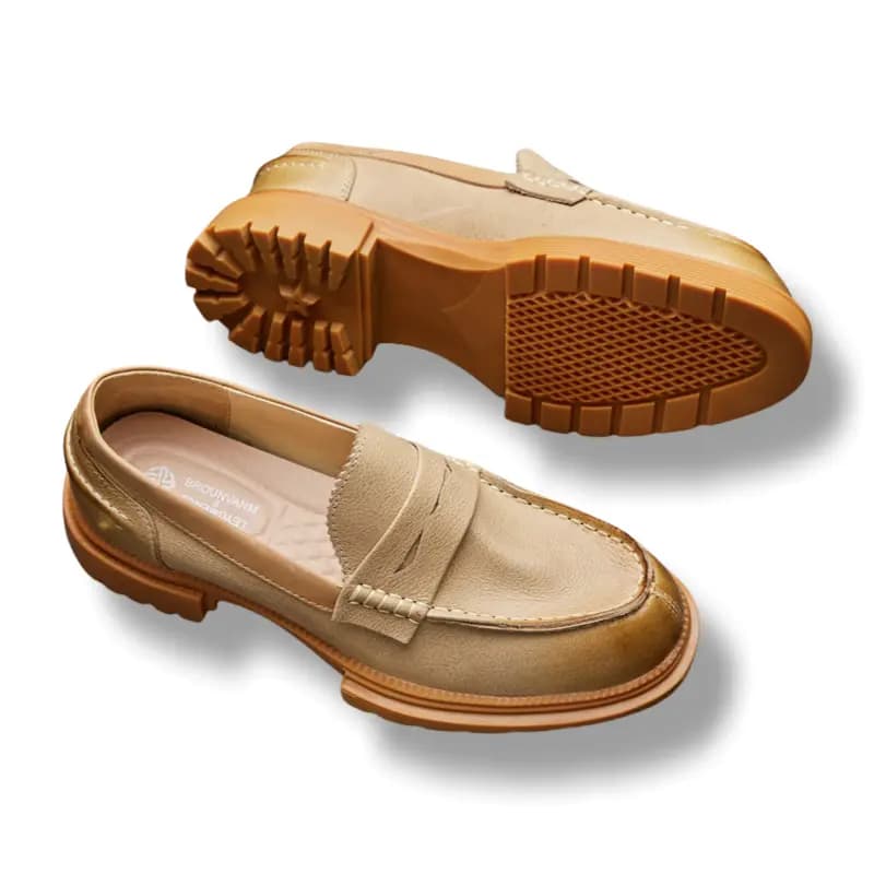 Brounvanm Top-Grain Leather British Vintage Casual Trendy Loafers Men's 5