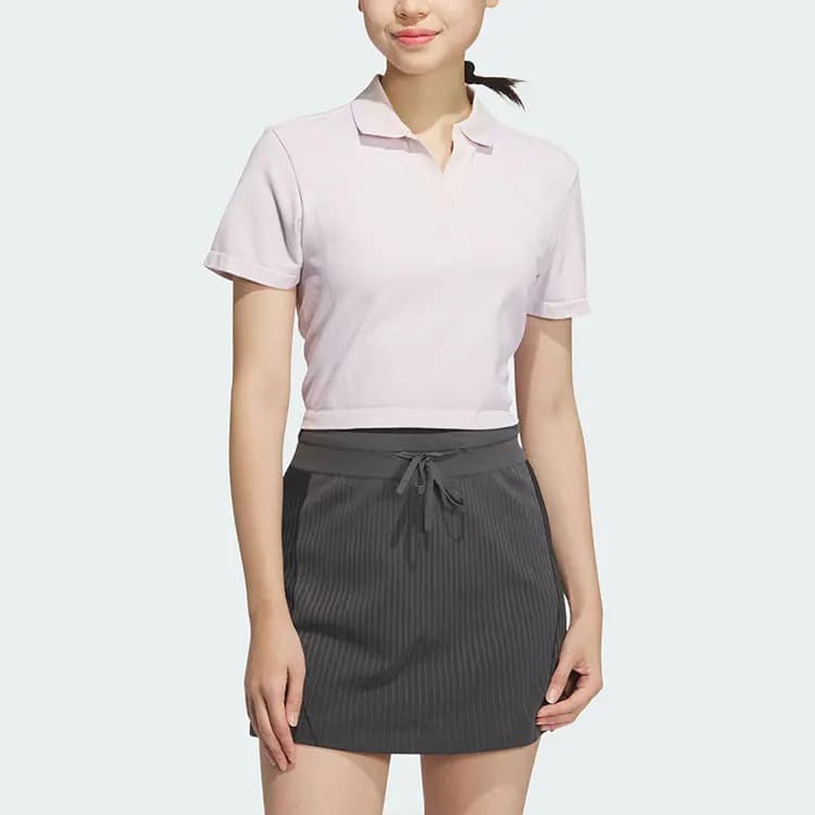 adidas SEAMLESS POLO SHIRT Solid Simple Quick-Dry Casual Short Sleeve Polo Shirt Women's Purple Pink 4